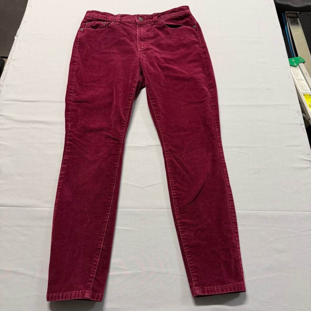 Banana Republic Womens Skinny Corduroy Pants Burgundy Red Size 28/6 5-Pocket